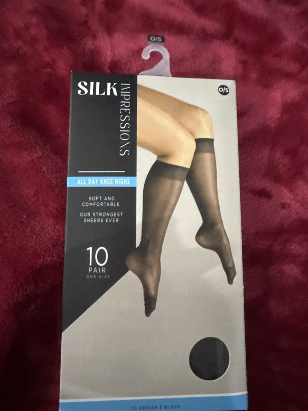 Silk Impressions All Day Knee Highs Stockings 10 Pair One Size Sheer Black NEW